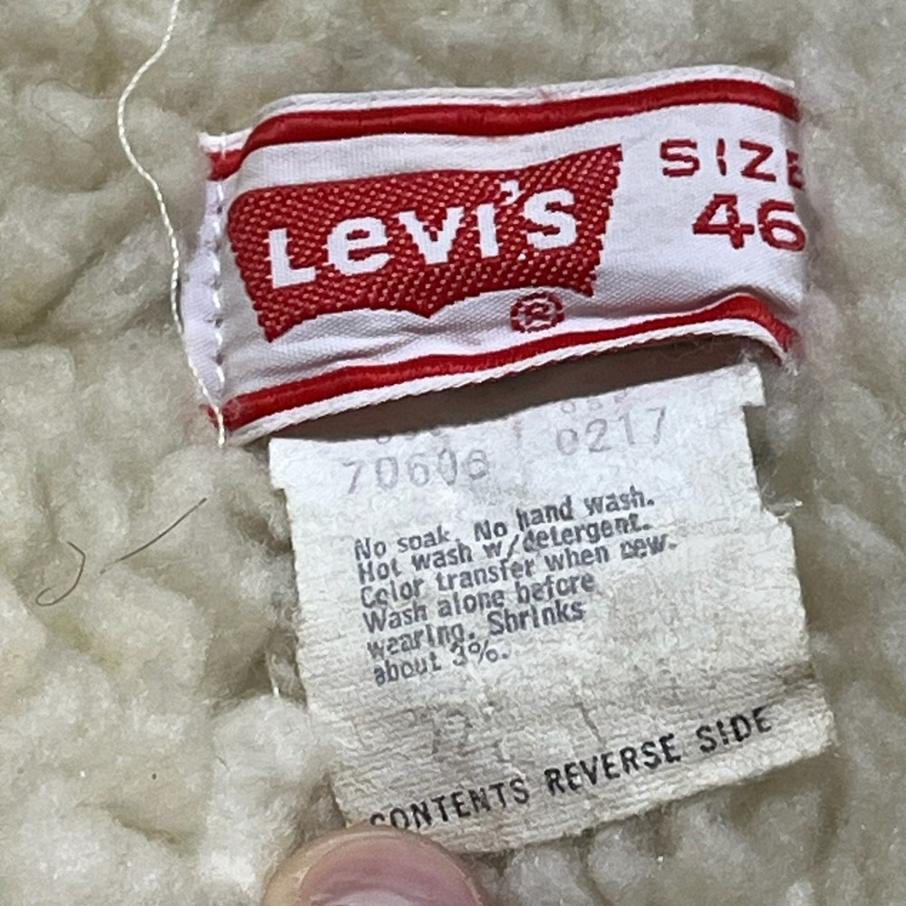 Vintage Levi's Orange Tab Sherpa Denim Jacket Size 46 Blue Lined Western 80s - Picture 5 of 9